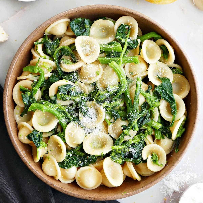 Orecchiette Bake with Asparagus & Broccoli Rabe