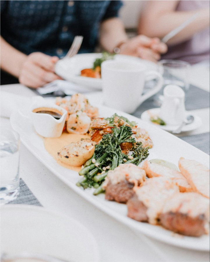 Prepared meal on dining table